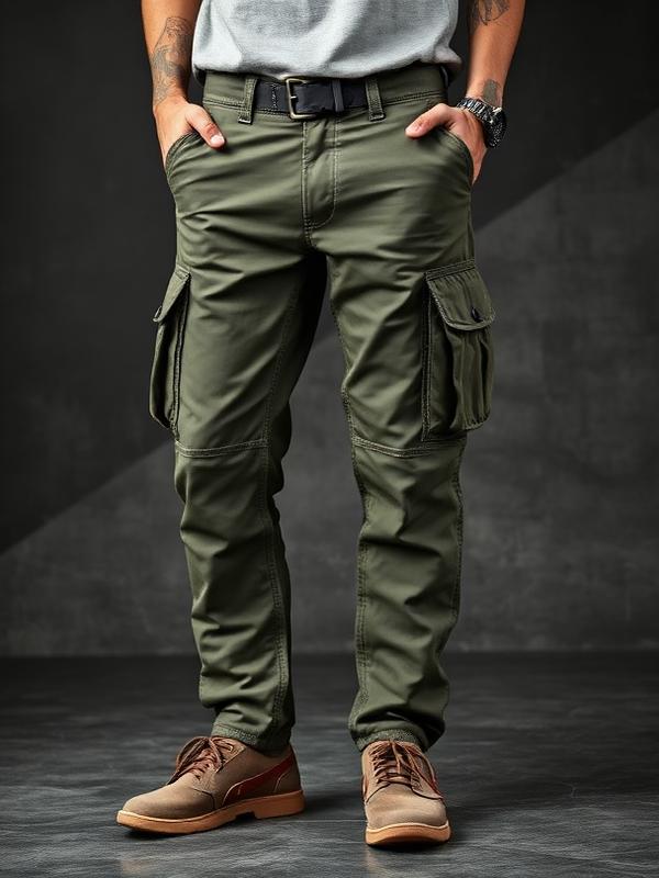 Sector Pant utility cargo trousers in olive green